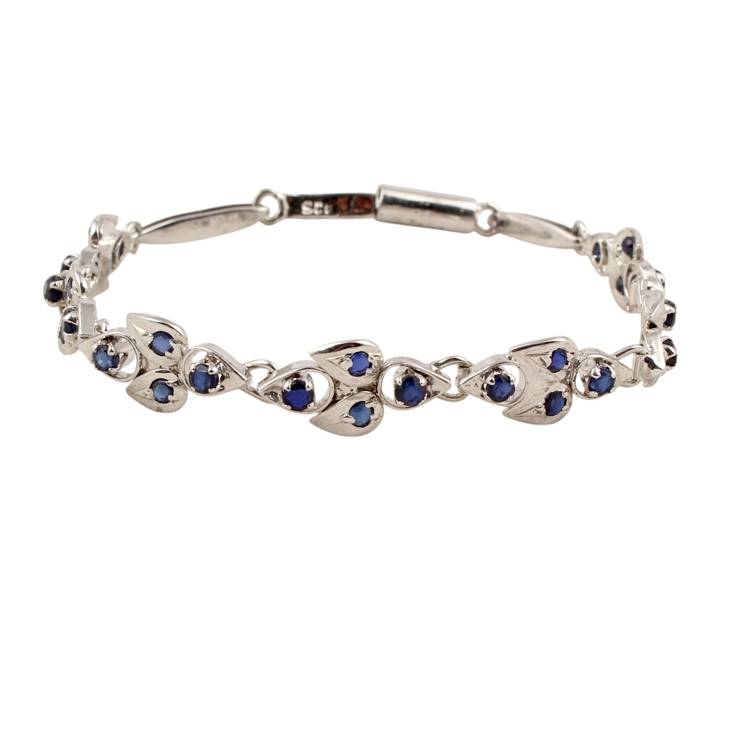 Natural Blue Sapphire Bracelet Handmade Designer Minimalist 925 Sterling Silver Unique Artisan Bracelet