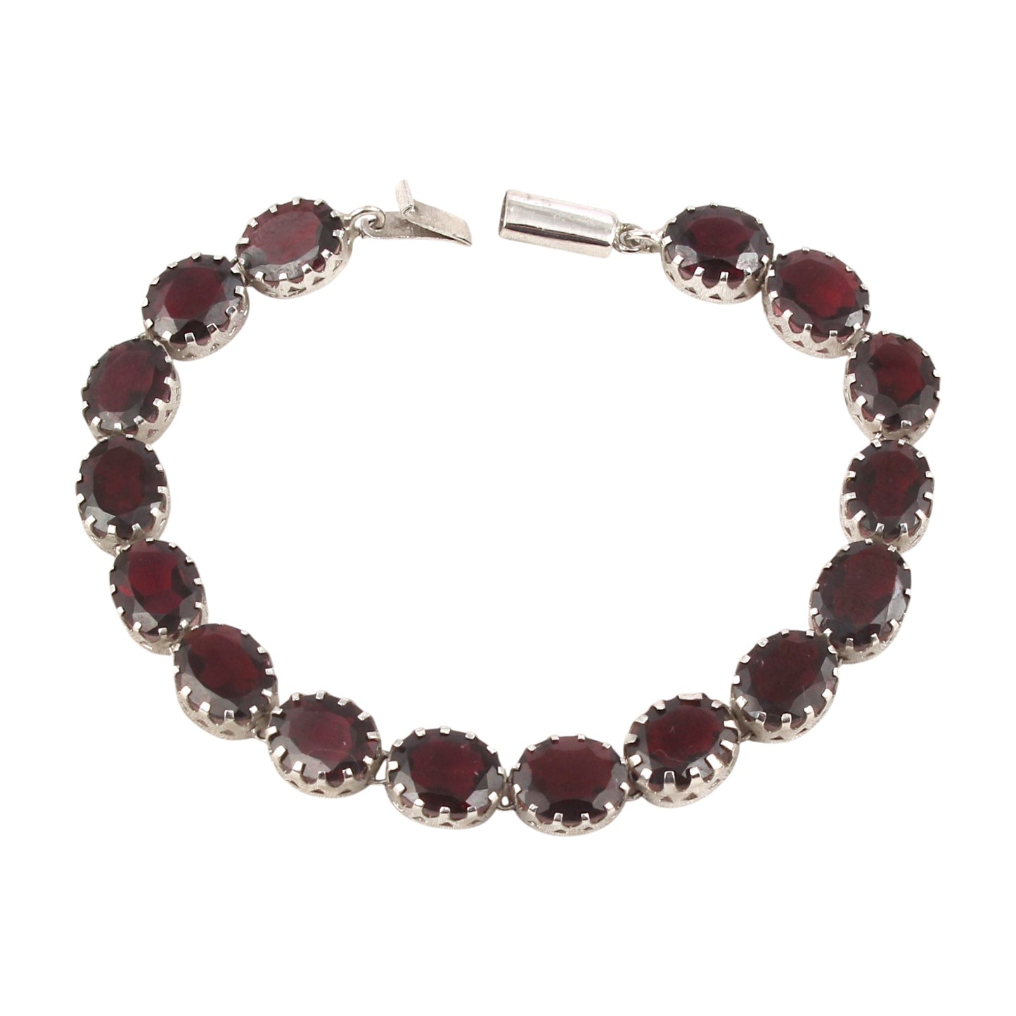 Natural Red Garnet Bracelet 925 Sterling Silver Faceted Garnet Gemstone Jewelry January Birthstone Bracelet