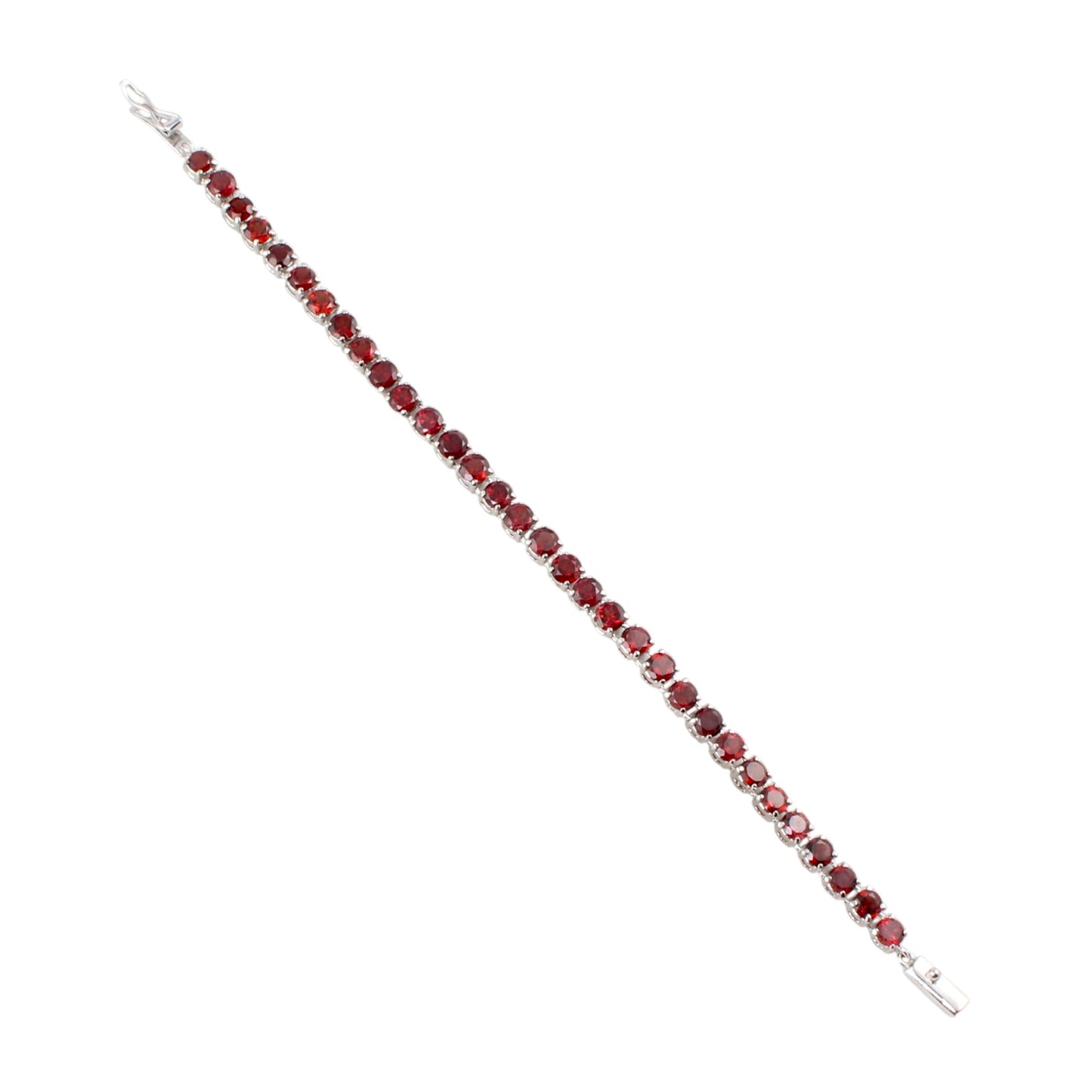 Red Garnet Tennis Bracelet Prong Setting 925 Sterling Silver Faceted Garnet Gemstone Jewelry January Birthstone Gift For Her