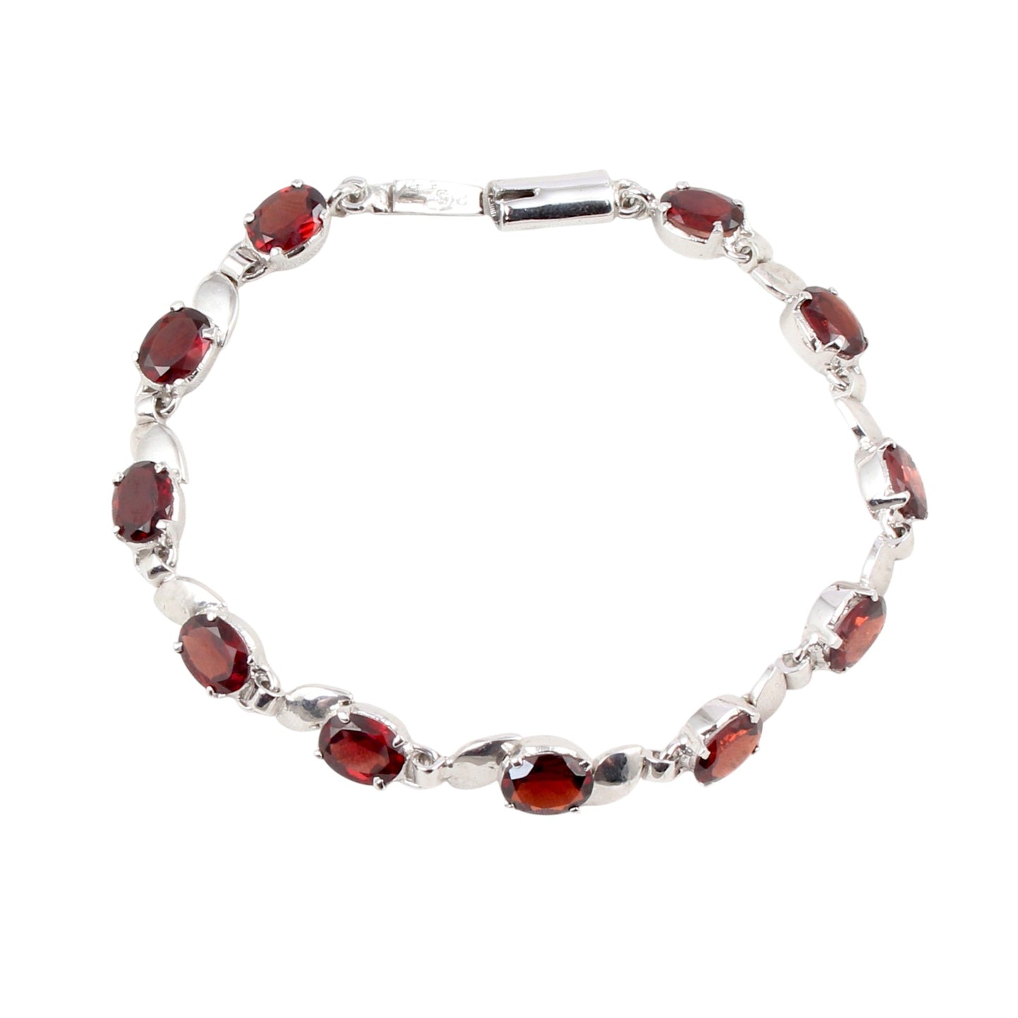 Red Garnet Bracelet 925 Sterling Silver Faceted Garnet Gemstone Jewelry January Birthstone Gift For Her
