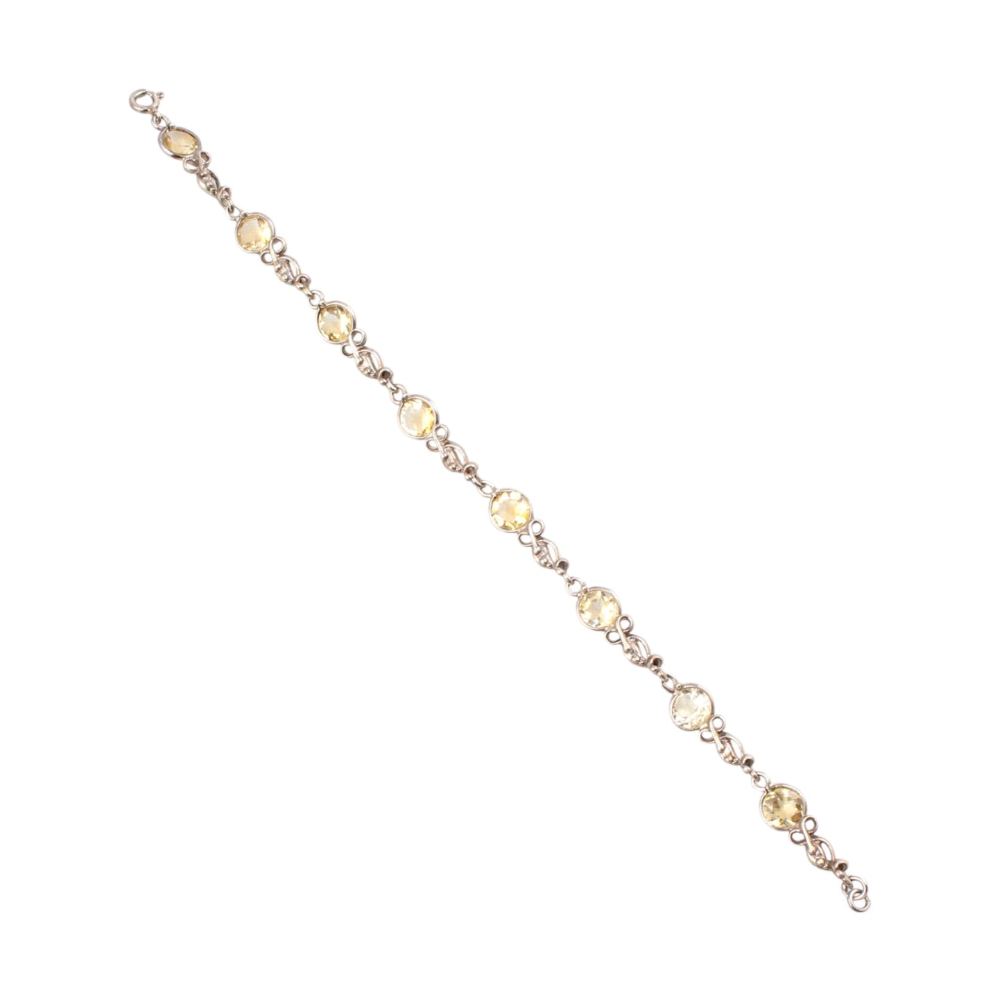 Natural Citrine Bracelet Handmade Prong Setting 925 Sterling Silver Faceted Yellow Citrine November Birthstone Jewelry