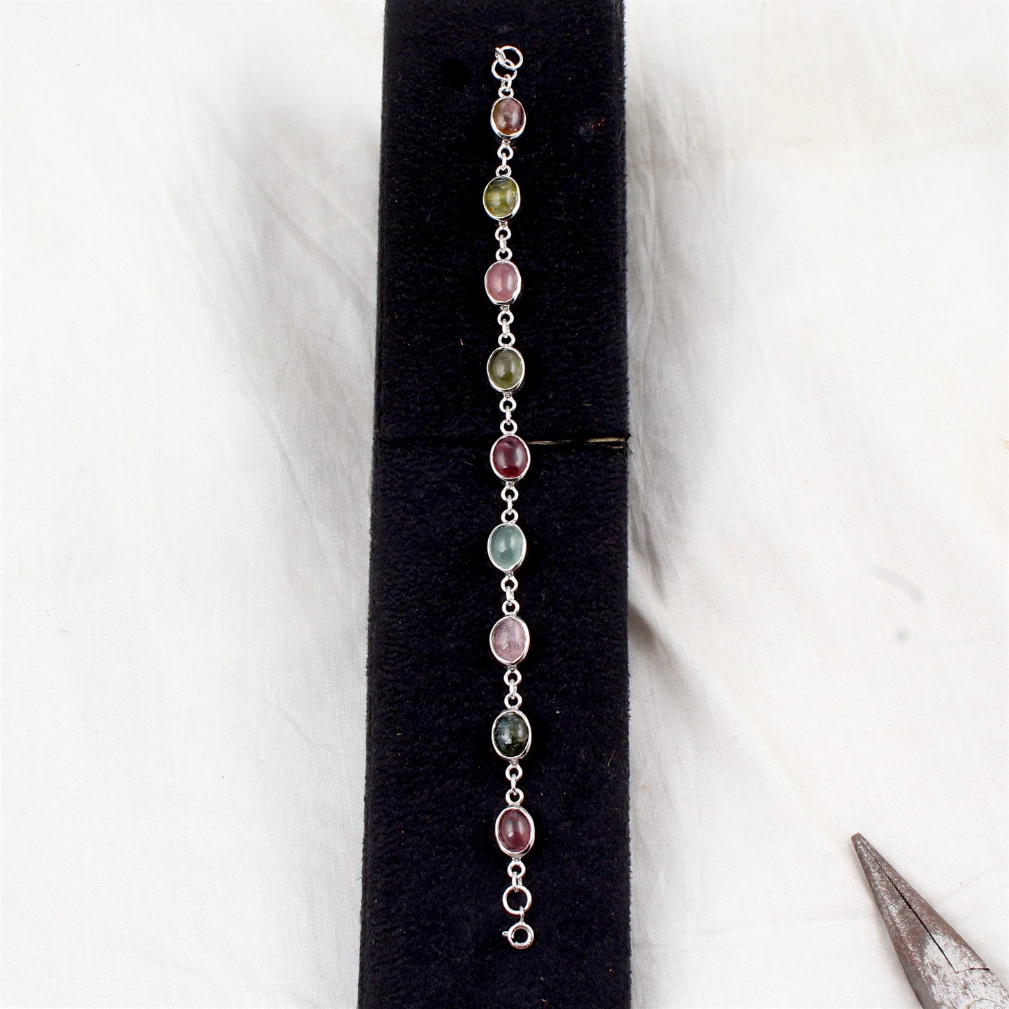 Multi Tourmaline Bracelet Handmade Semiprecious Gemstone 925 Sterling Silver Tourmaline Bracelet Birthday Gift For Her