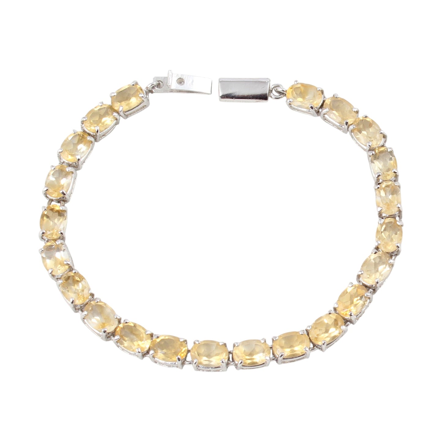 Natural Citrine Tennis Bracelet Handmade Prong Setting 925 Sterling Silver Yellow Citrine November Birthstone Gift