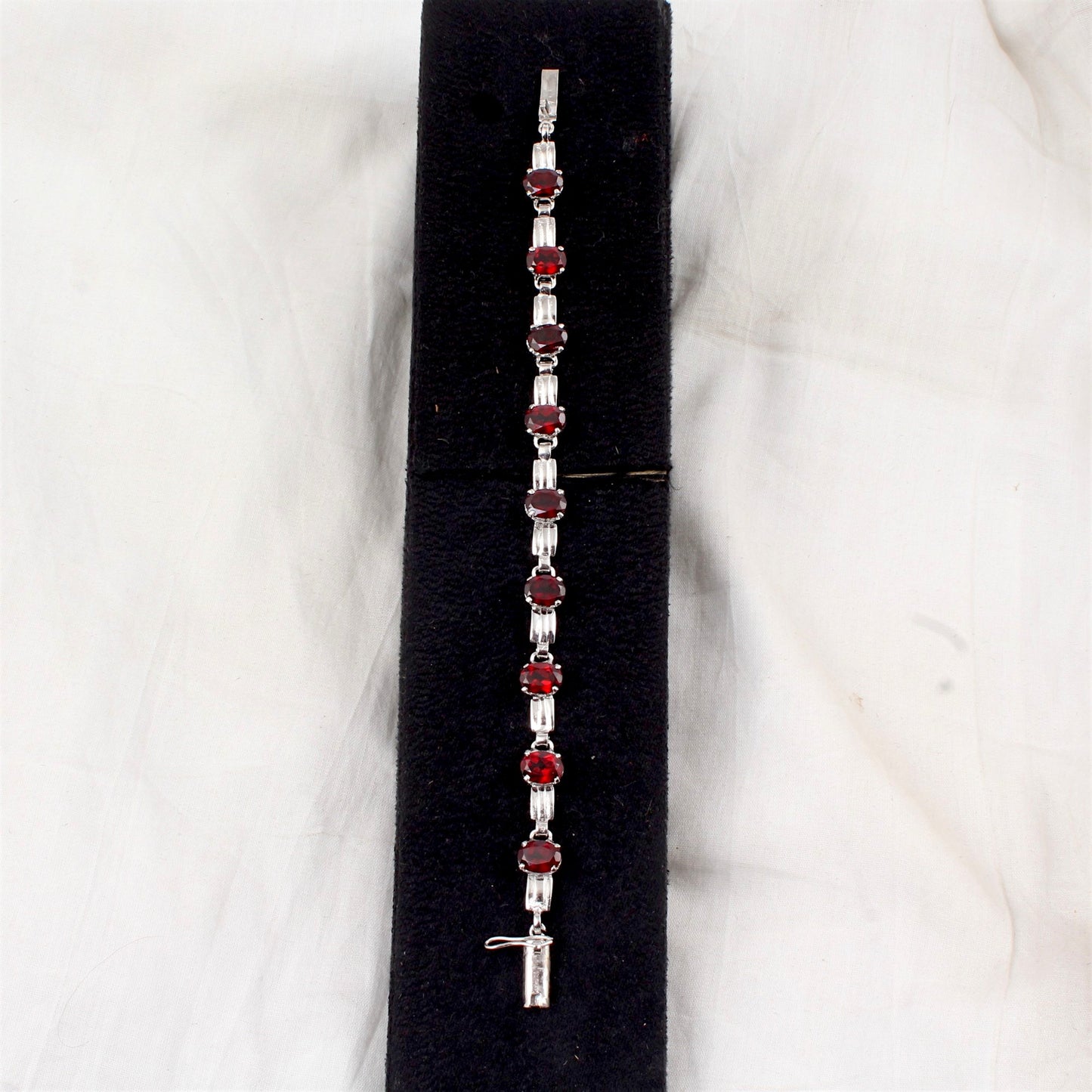 Red Garnet Bracelet 925 Sterling Silver Faceted Garnet Gemstone Jewelry January Birthstone Bracelet