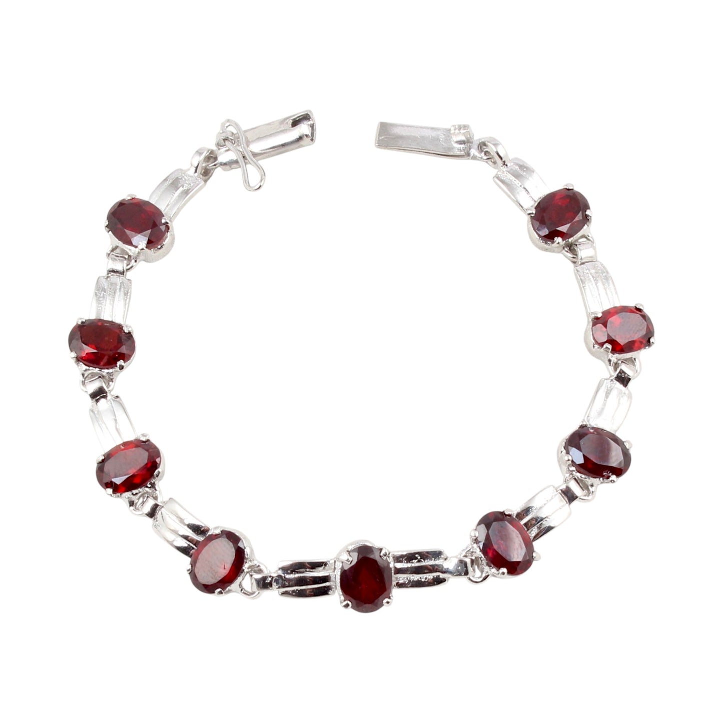 Red Garnet Bracelet 925 Sterling Silver Faceted Garnet Gemstone Jewelry January Birthstone Bracelet