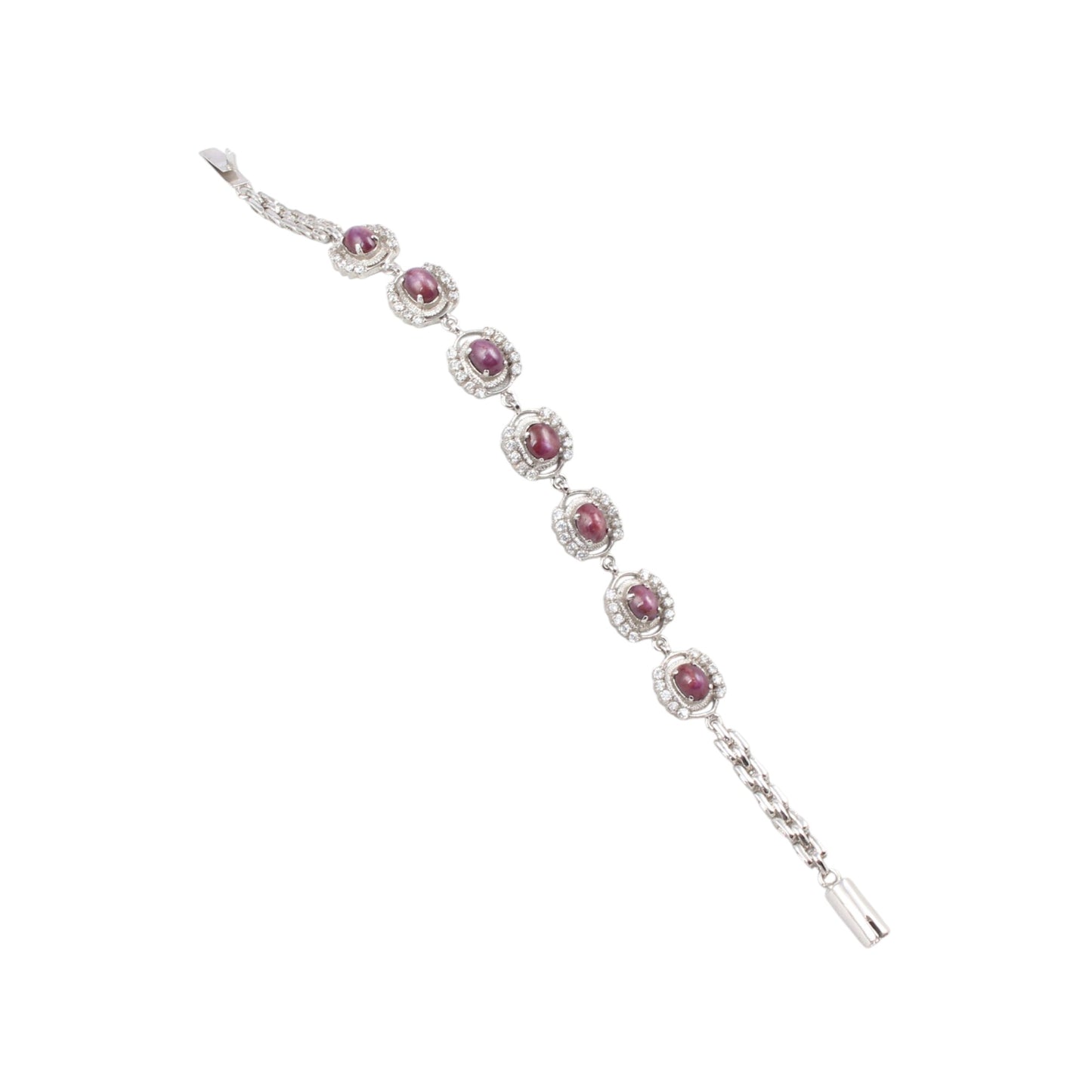Natural Star Ruby Bracelet with Studded CZ Handmade 925 Sterling Silver Designer Ruby Bracelet Birthday Gift For Her