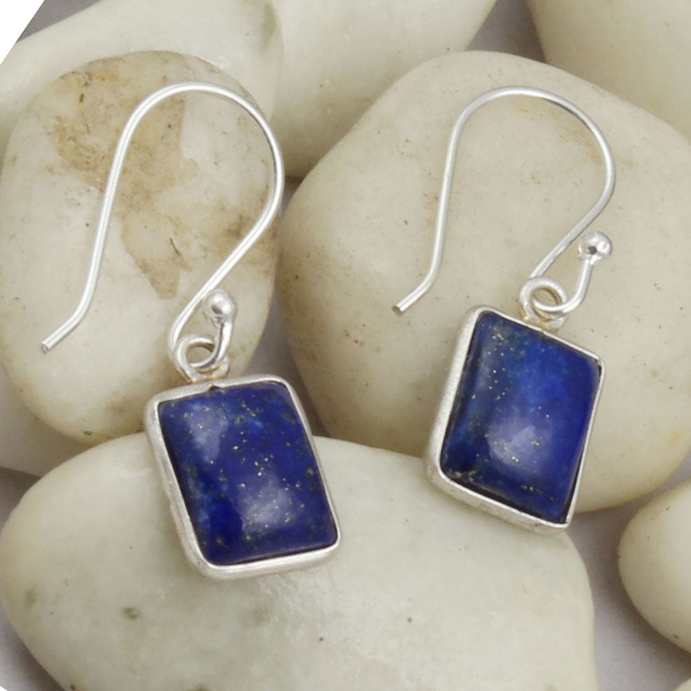 Lapis Lazuli Earrings Natural Blue Stone Earrings 925 Sterling Silver Jewelry