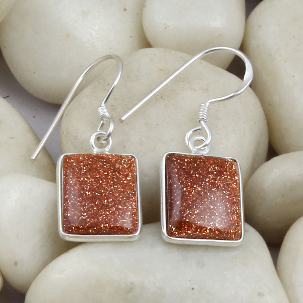 Golden Sunstone Earrings Bezel Set Statement Earrings 925 Sterling Silver Jewelry