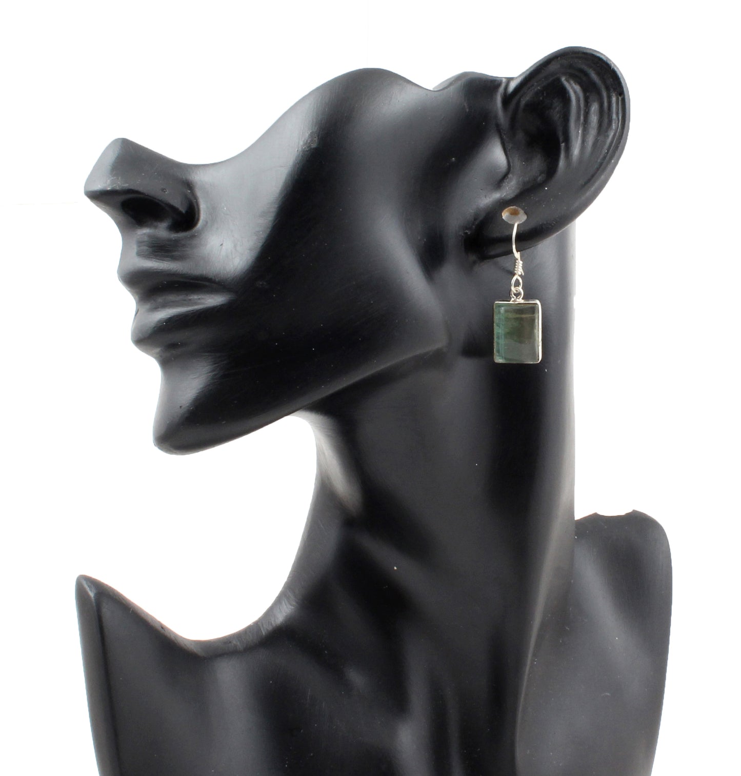 Fluorite Bezel Setting Earrings 925 Sterling Silver Natural Gemstone Earrings