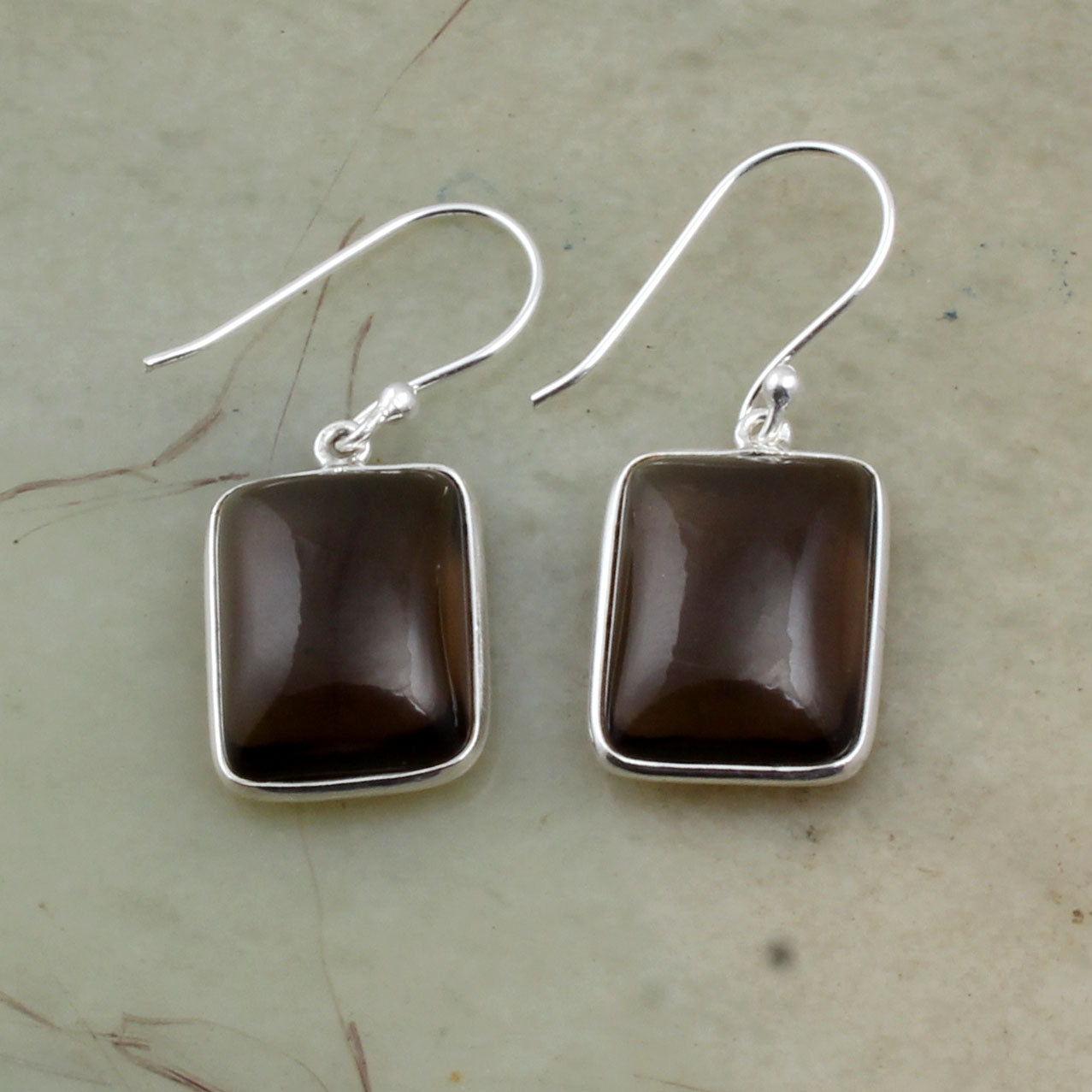 Natural Smoky Quartz Earrings Bezel Set 925 Sterling Silver Earring Jewelry