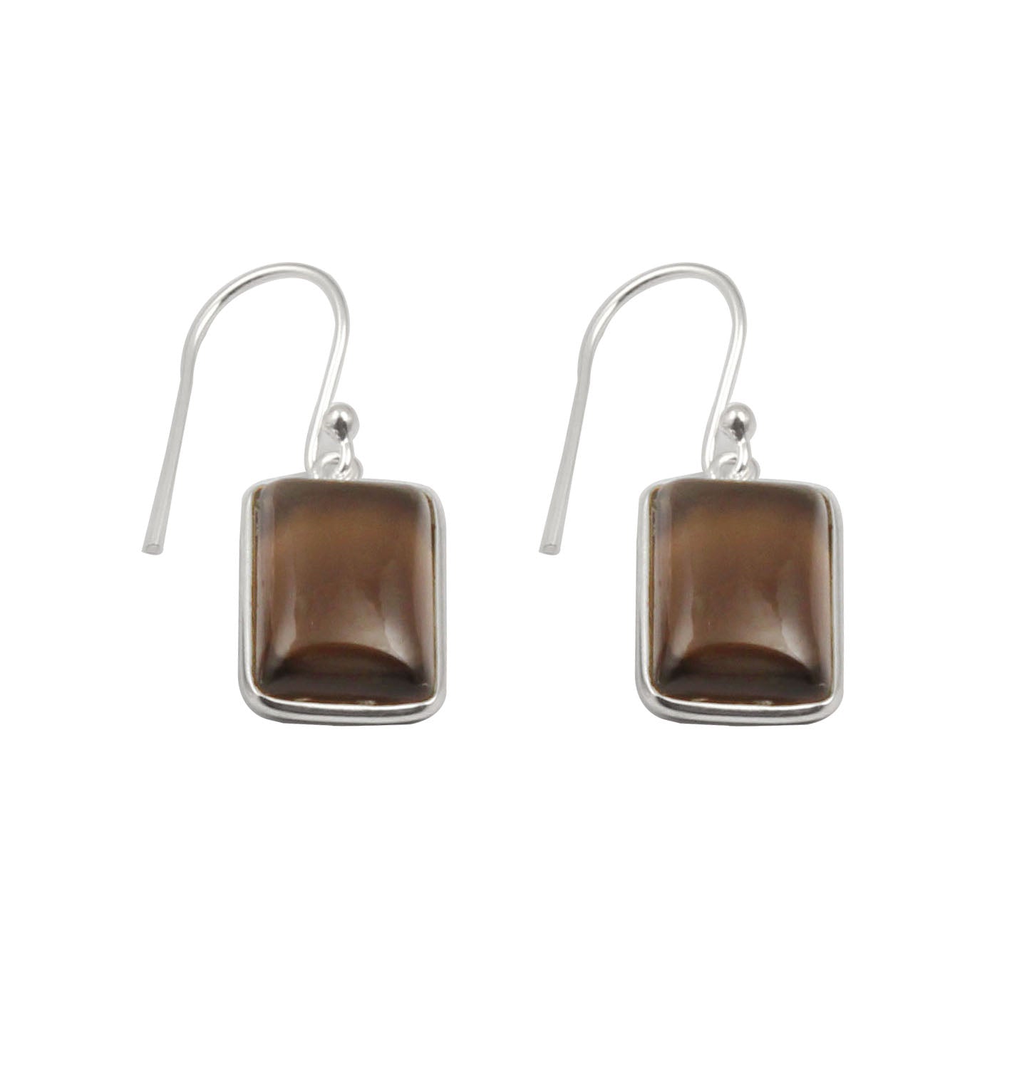 Natural Smoky Quartz Earrings Bezel Set 925 Sterling Silver Earring Jewelry