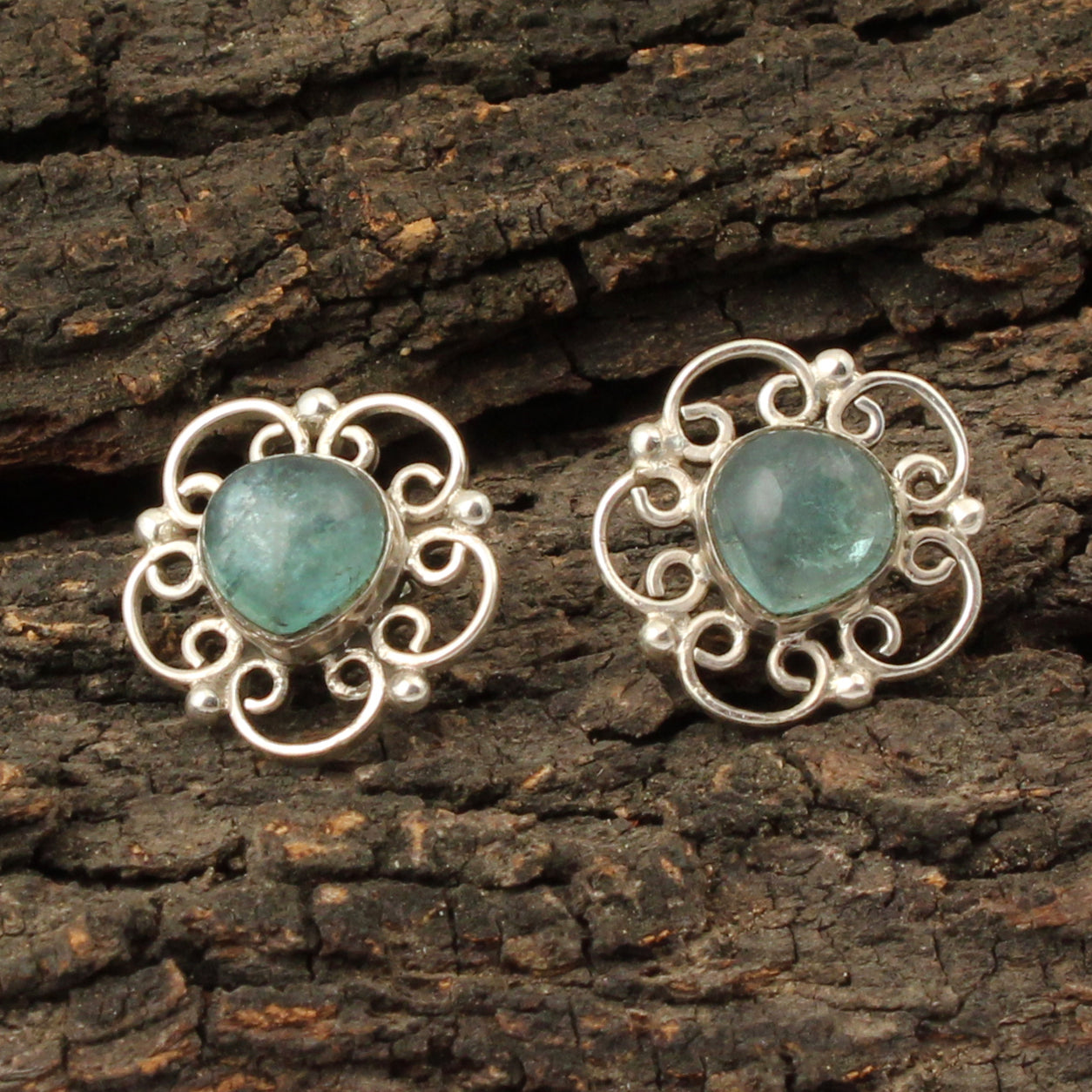 Natural Apatite Gemstone Stud Handmade 925 Sterling Silver Earrings