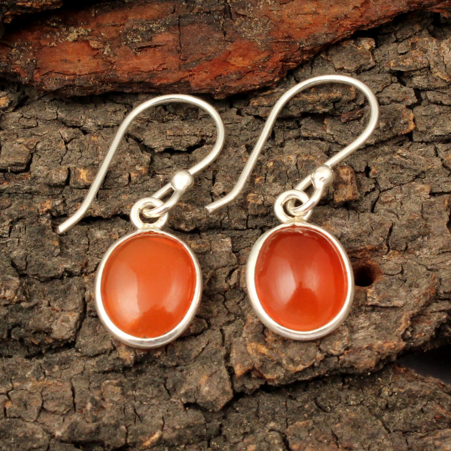 Natural Carnelian Earrings in 925 Sterling Silver Bezel Set Dangle Earrings Jewelry