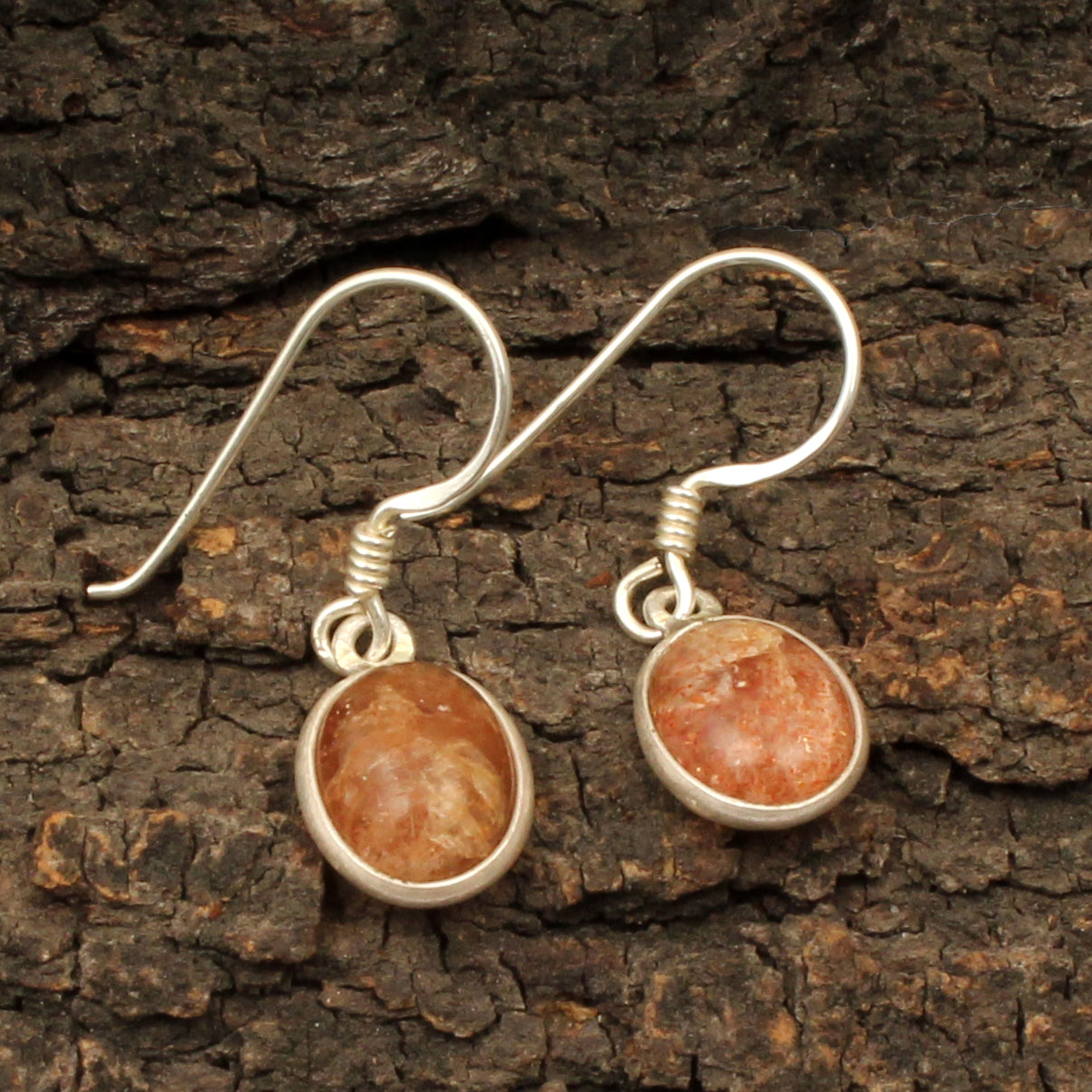 Sunstone Dangle Earrings in 925 Sterling Silver Handmade Lightweight Jewelry