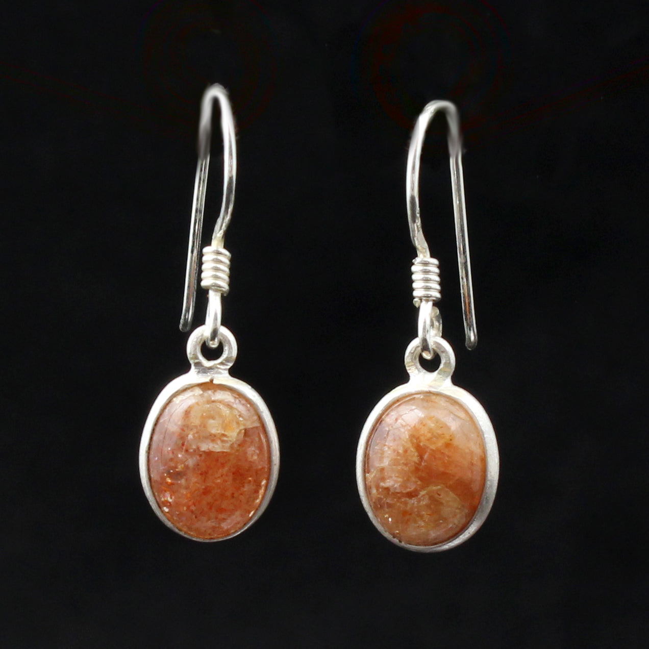 Sunstone Dangle Earrings in 925 Sterling Silver Handmade Lightweight Jewelry