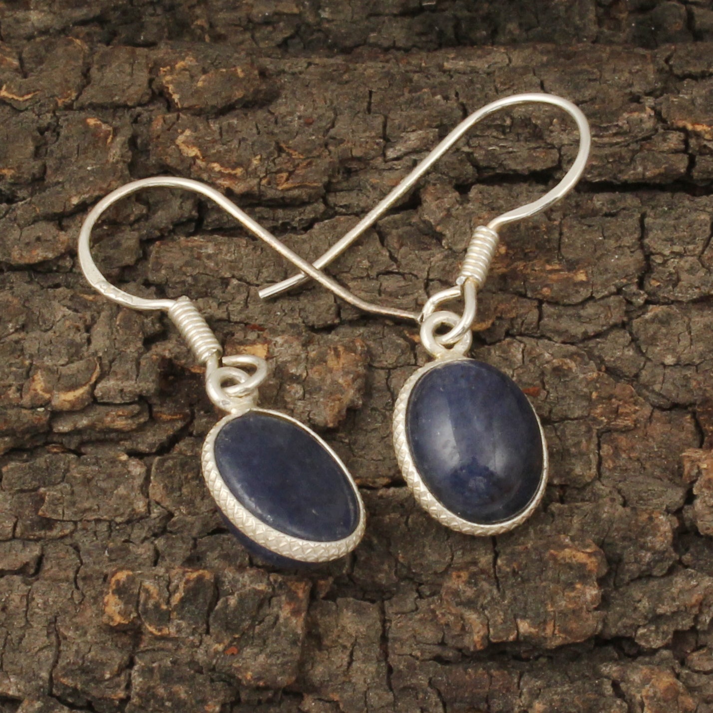 Natural Sodalite Earrings Designer Bezel 925 Sterling Silver Jewelry