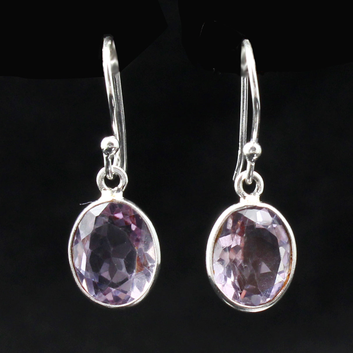 Amethyst 925 Sterling Silver Bezel Set Handmade Faceted Gemstone Earrings