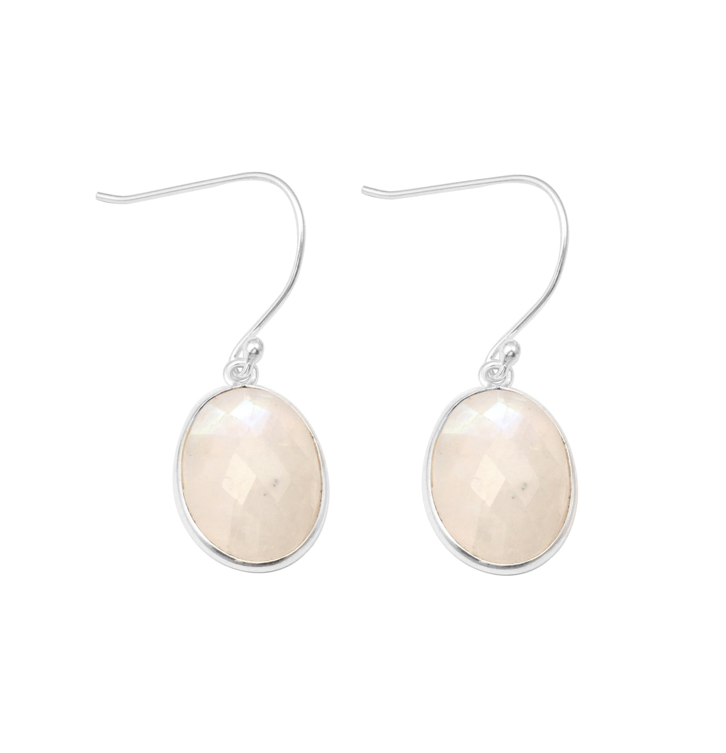 Natural Rainbow Moonstone Earrings 925 Solid Silver Handmade Jewelry