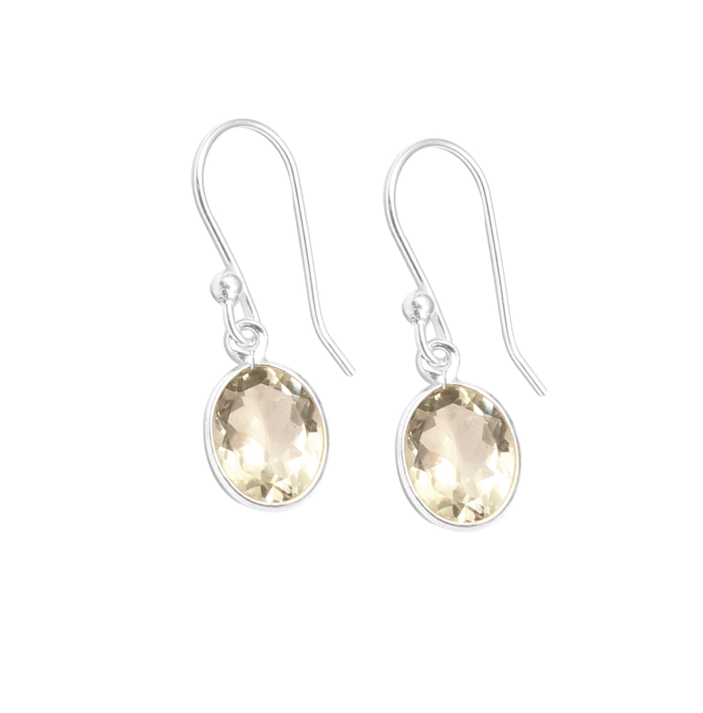 Green Amethyst Dangle Earrings Handmade Bezel Set 925 Sterling Silver Jewelry
