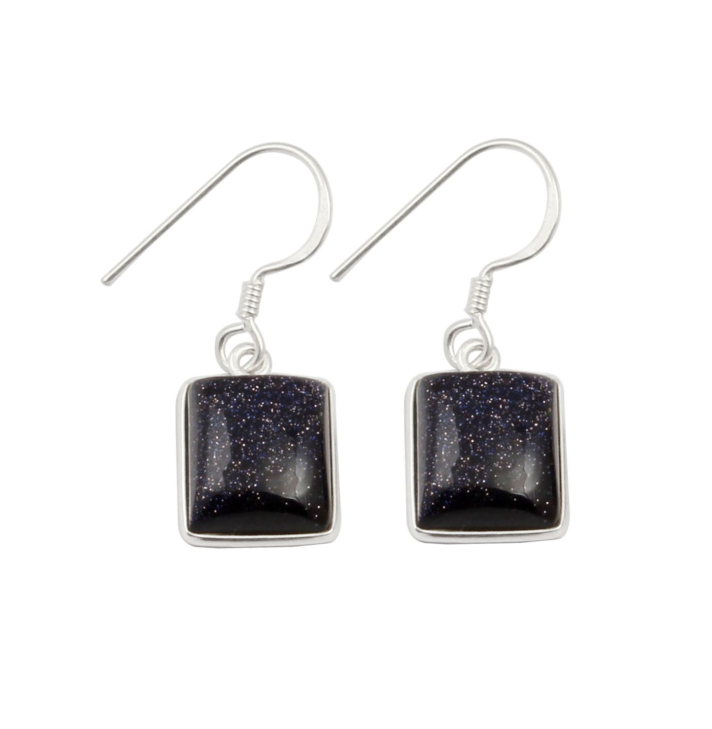 Blue Sunstone Earrings Bezel Set Statement Earrings 925 Sterling Silver Earrings