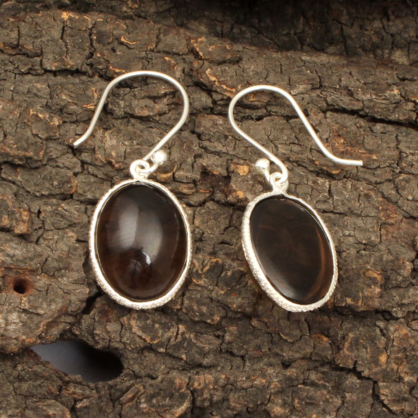 Smoky Quartz Earrings Handmade 925 Sterling Silver Oval Shape Gemstone Jewelry