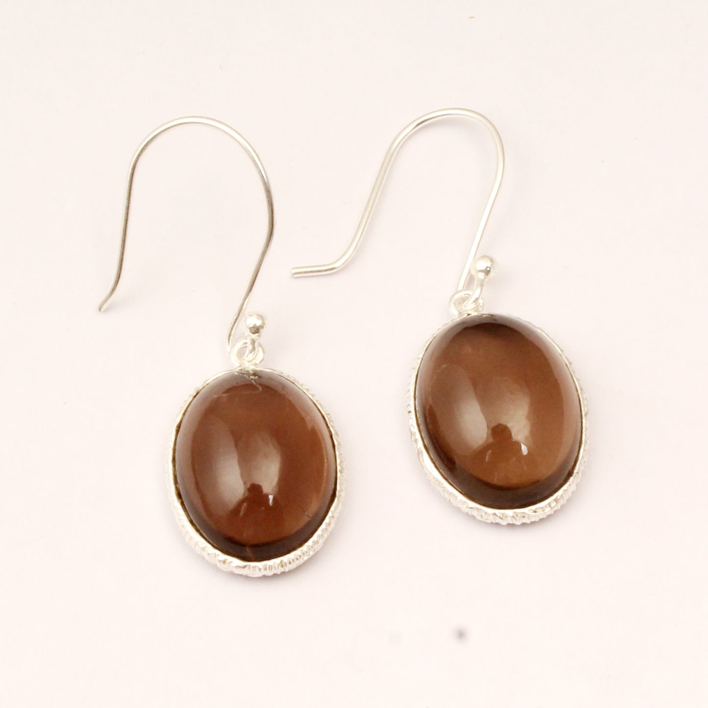 Smoky Quartz Earrings Handmade 925 Sterling Silver Oval Shape Gemstone Jewelry