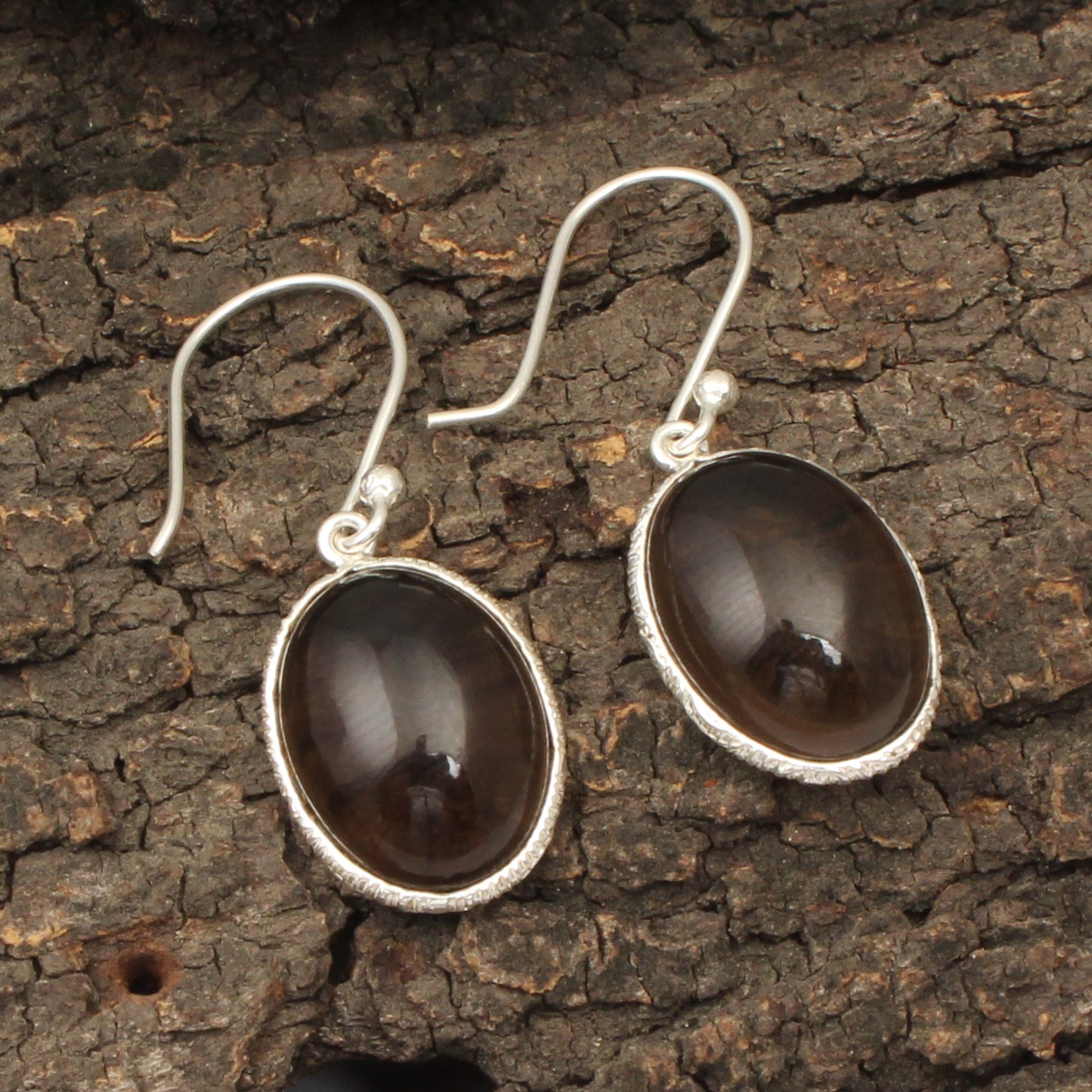 Smoky Quartz Earrings Handmade 925 Sterling Silver Oval Shape Gemstone Jewelry