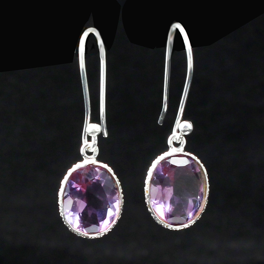 Amethyst February Birthstone Earrings 925 Sterling Silver Jewelry