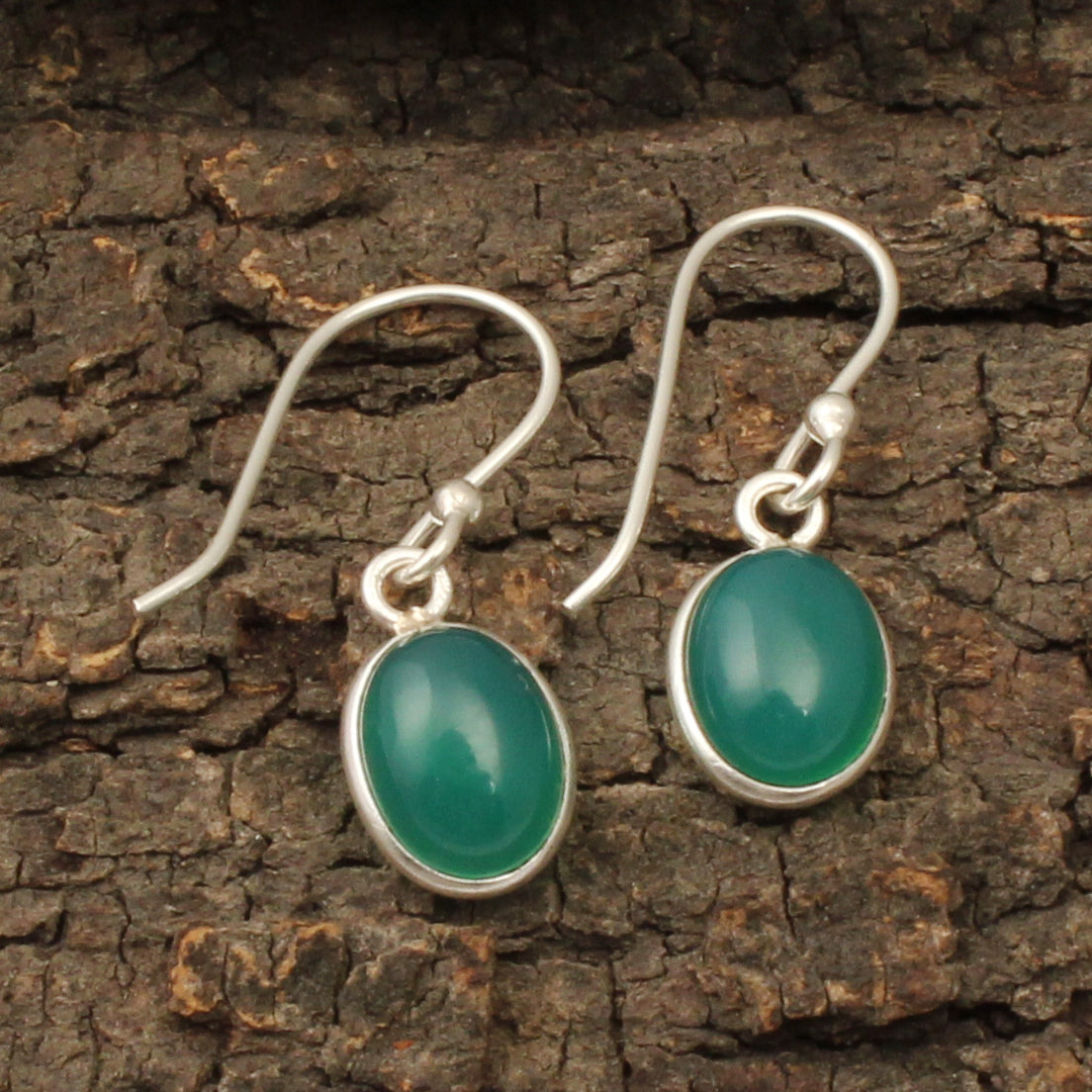 Green Onyx Earrings 925 Sterling Silver Dangle Gemstone Jewelry