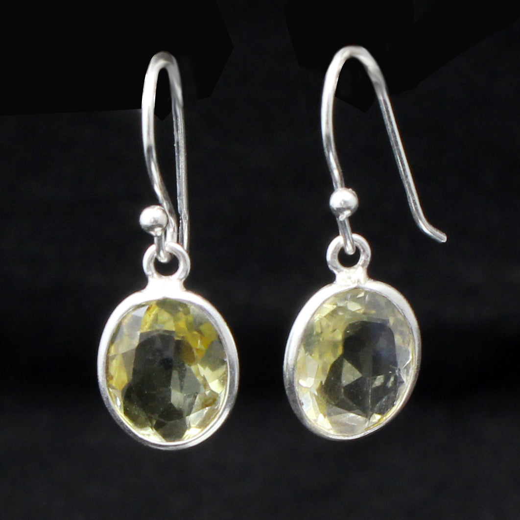 Yellow Citrine Earrings Handmade 925 Sterling Silver Dangle Jewelry