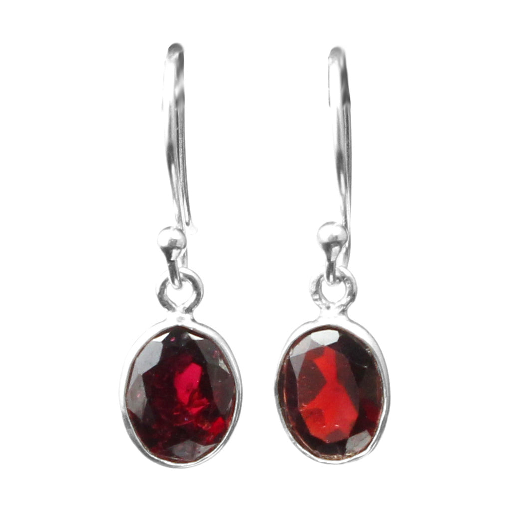 Red Garnet 925 Sterling Silver Earrings Birthstone Dangle Jewelry