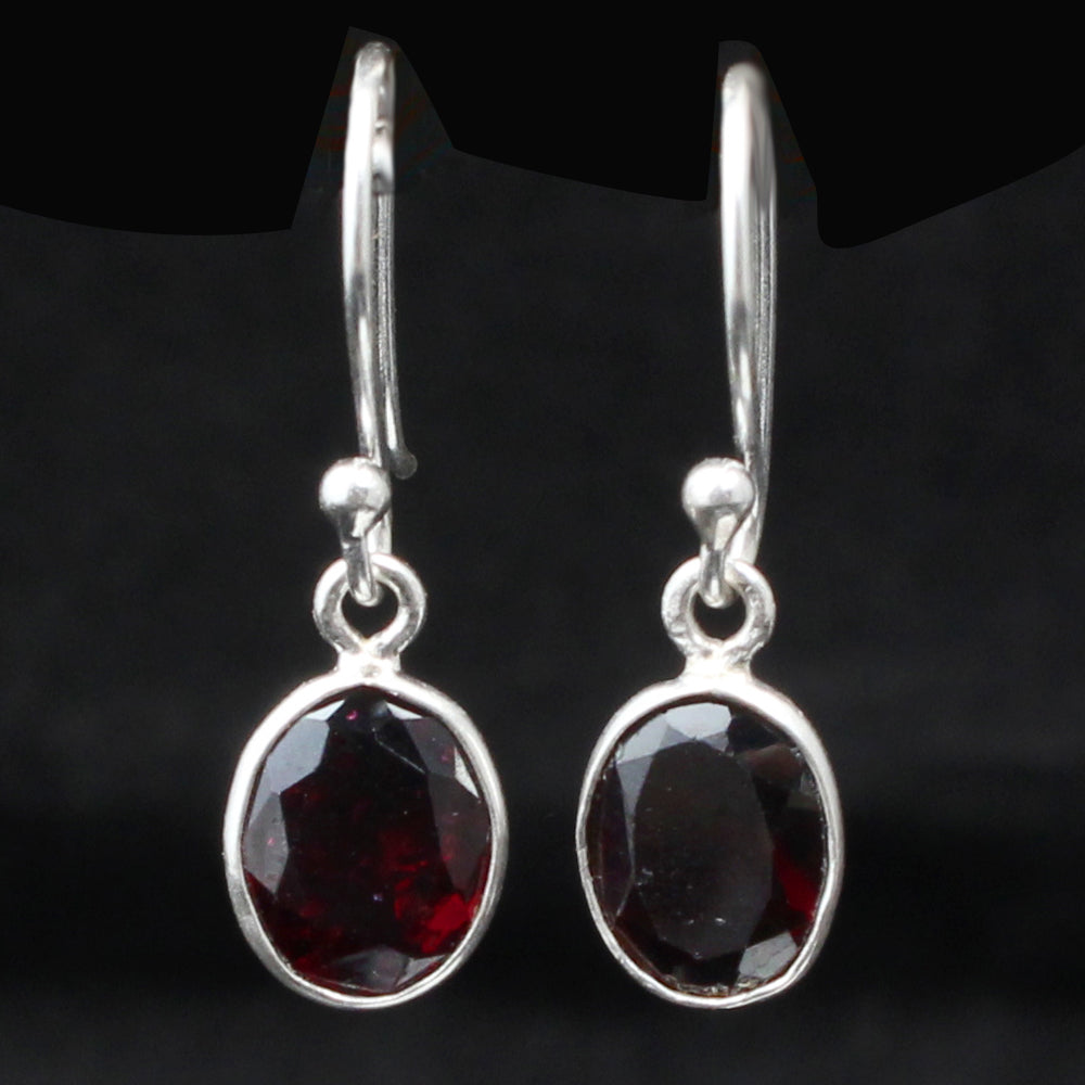 Red Garnet 925 Sterling Silver Earrings Birthstone Dangle Jewelry