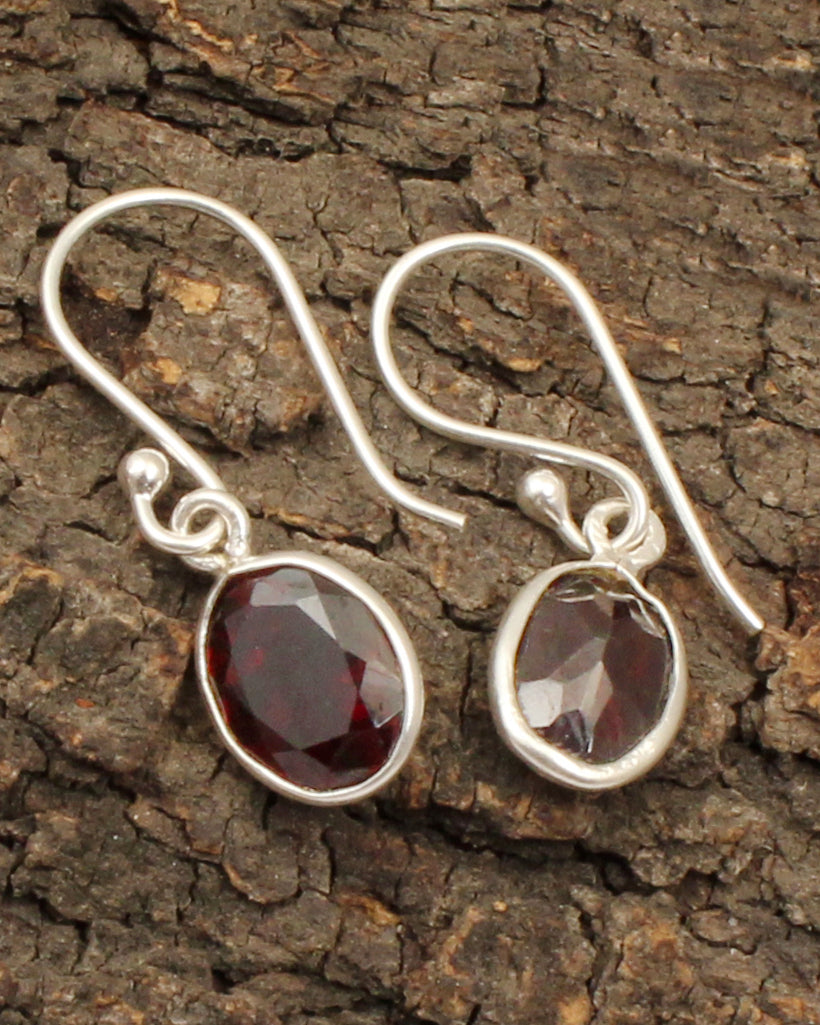 Red Garnet 925 Sterling Silver Earrings Birthstone Dangle Jewelry