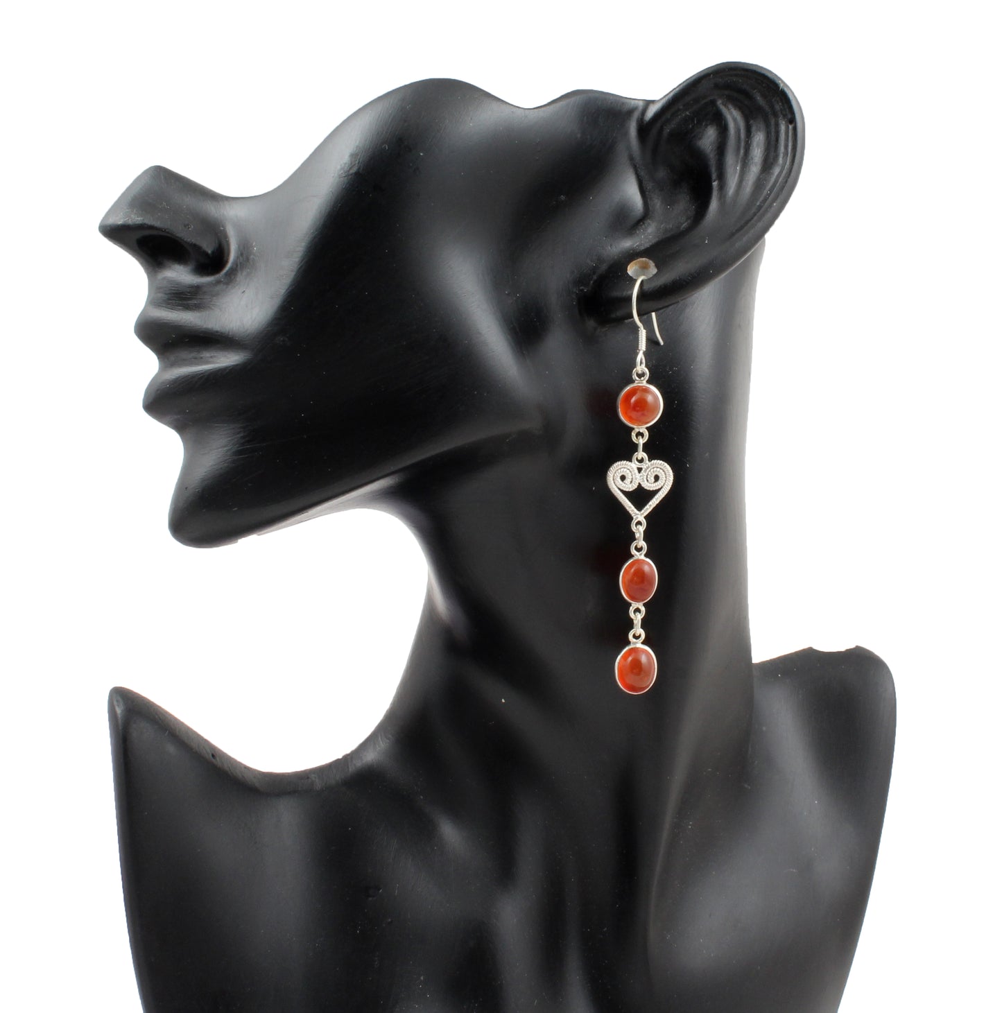 Carnelian Gemstone Earrings 925 Sterling Silver Handmade Jewelry