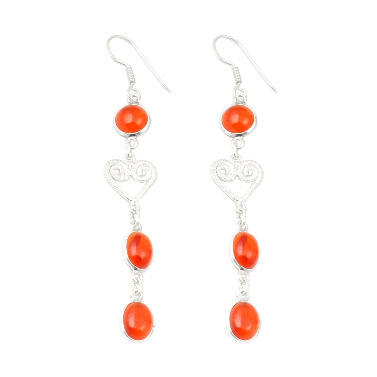 Carnelian Gemstone Earrings 925 Sterling Silver Handmade Jewelry