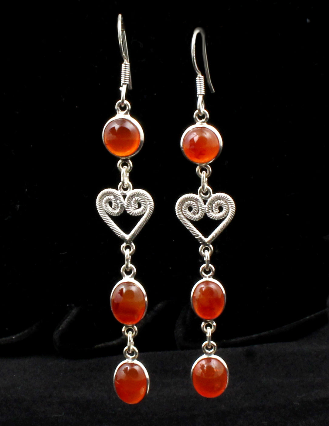 Carnelian Gemstone Earrings 925 Sterling Silver Handmade Jewelry