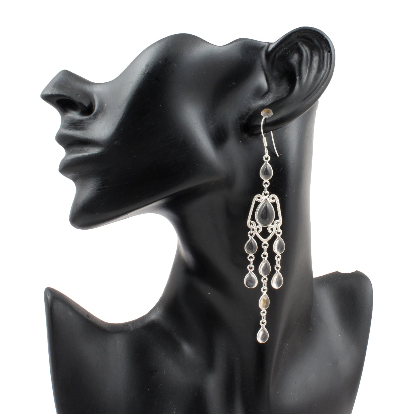 Crystal Quartz Chandelier Earrings Handmade 925 Sterling Silver Jewelry