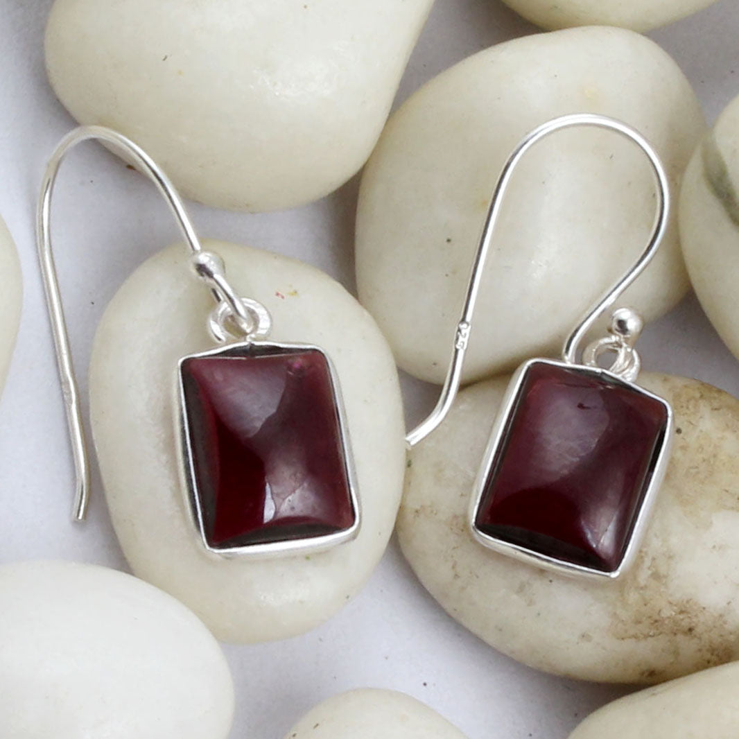Red Garnet 925 Sterling Silver Earrings Handmade January Birthstone Jewelry