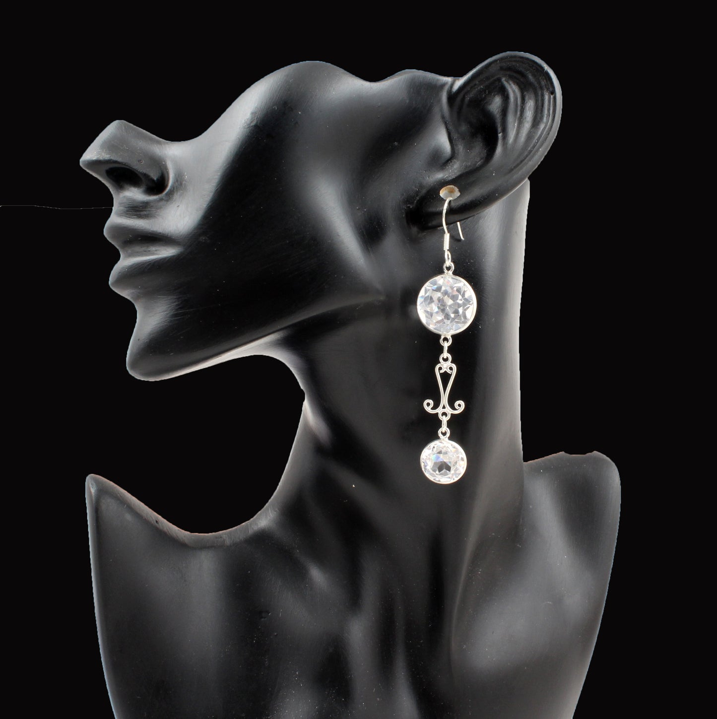 Cubic Zircon Earrings in 925 Sterling Silver Handmade Jewelry
