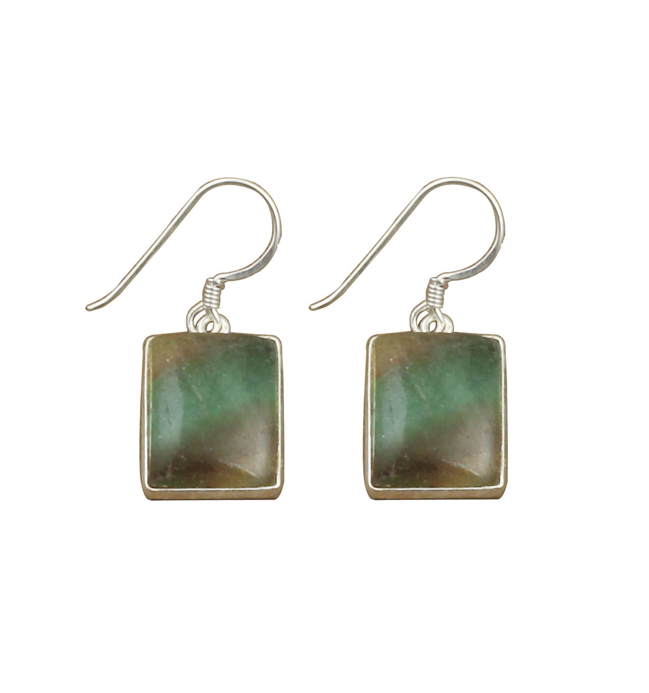 Fluorite 925 Sterling Silver Earrings Natural Gemstone Dangle Jewelry