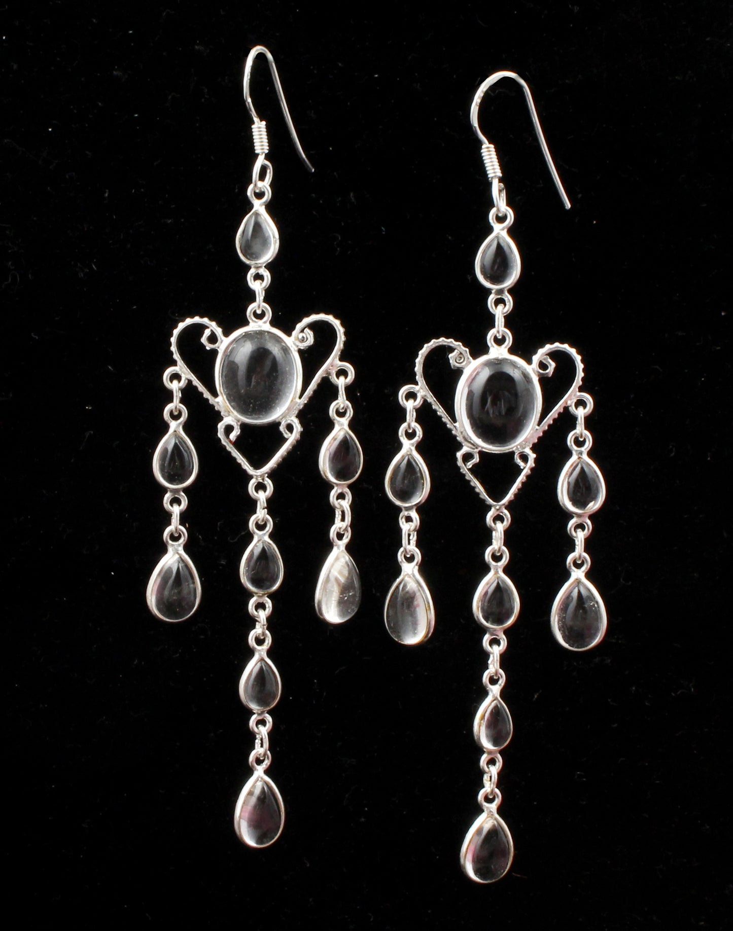 Crystal Quartz Chandelier Earrings Handmade 925 Sterling Silver Jewelry