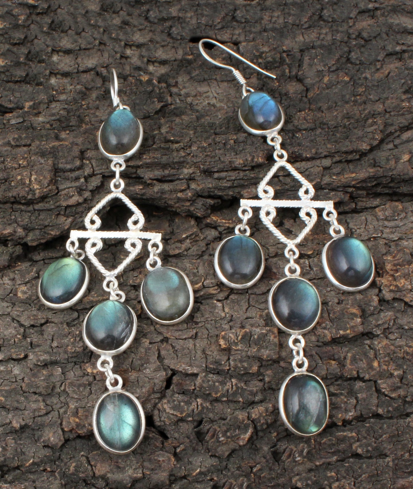 Natural Labradorite Earrings Handmade 925 Sterling Silver Jewelry