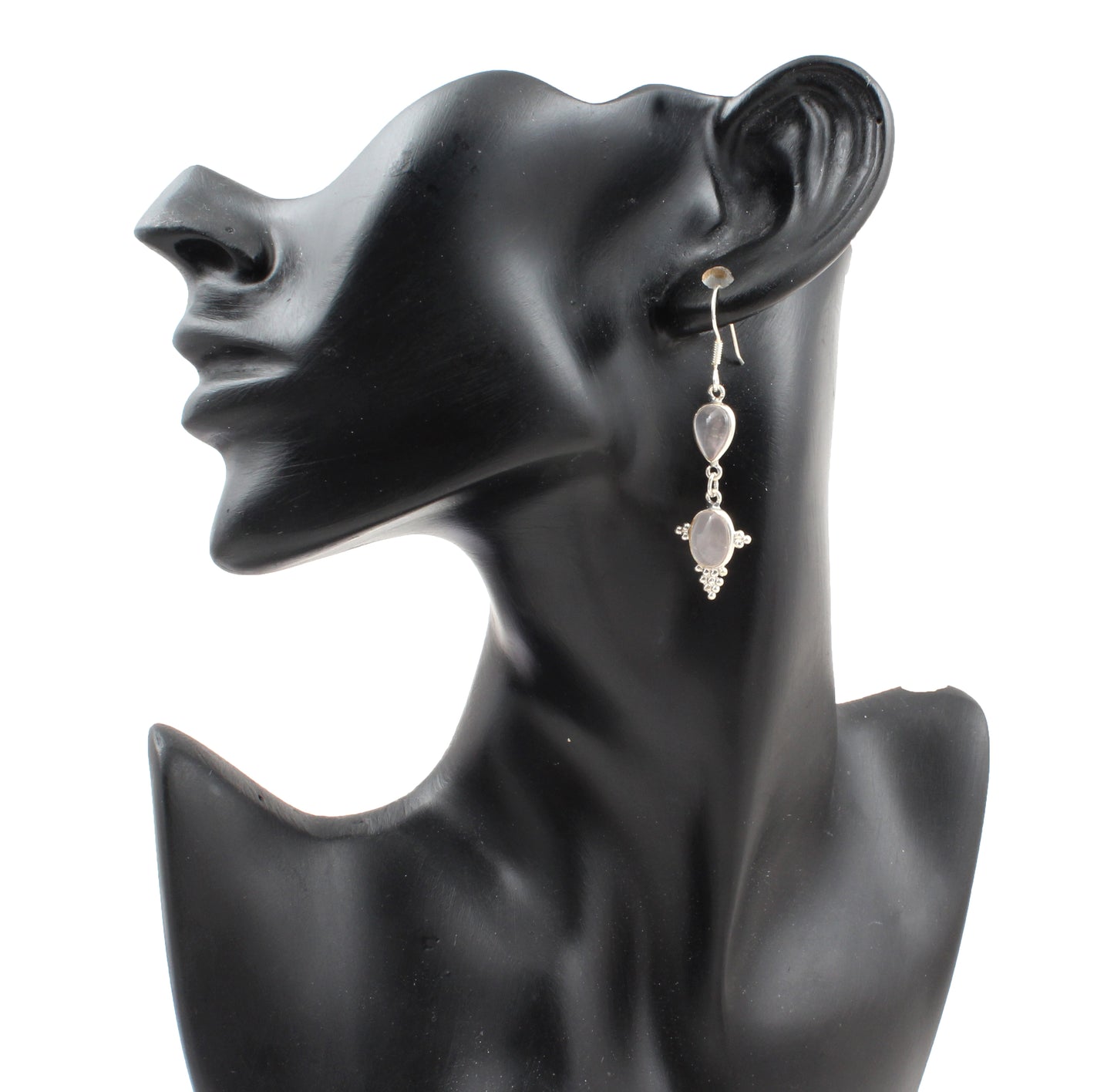 Natural Rose Quartz Earrings Handmade 925 Sterling Silver Jewelry