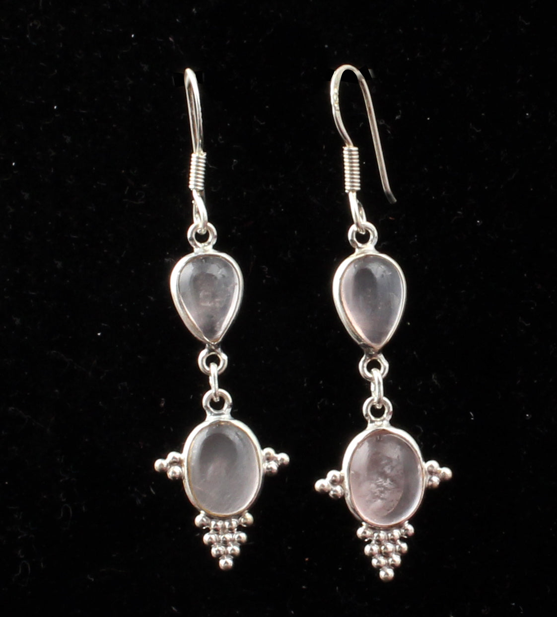 Natural Rose Quartz Earrings Handmade 925 Sterling Silver Jewelry