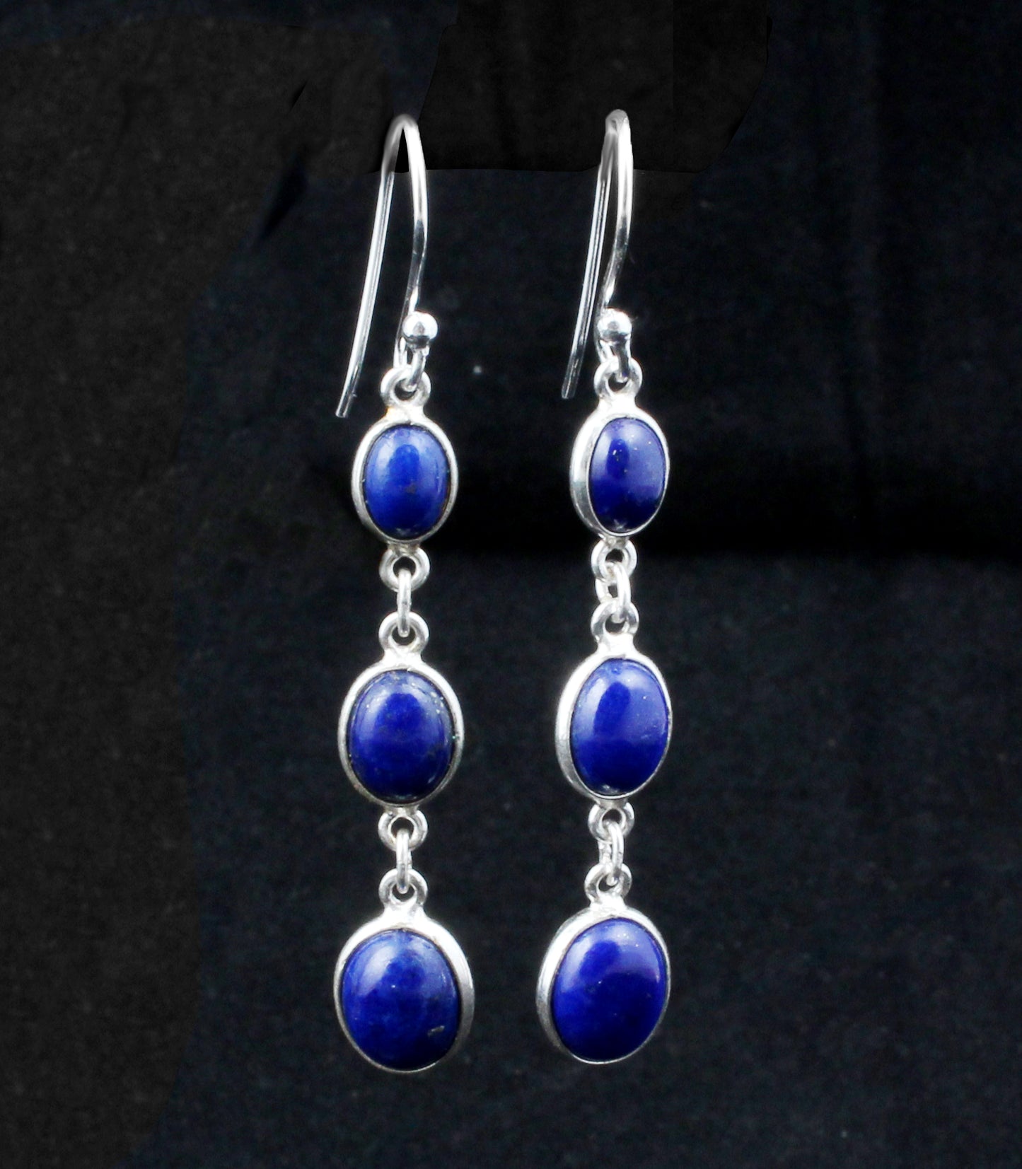 Natural Lapis Lazuli Earrings Handmade 925 Sterling Silver Ethnic Wear Earrings