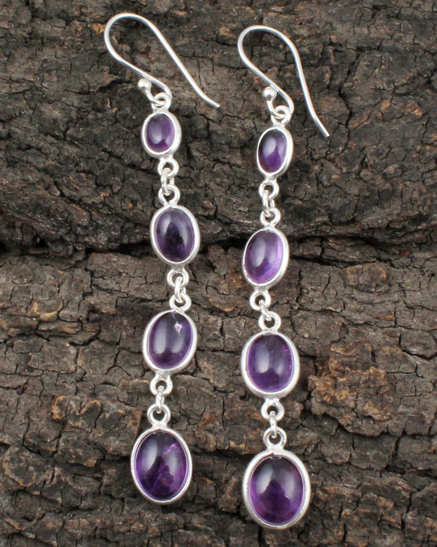 Natural Amethyst Earrings 925 Sterling Silver Handmade Jewelry