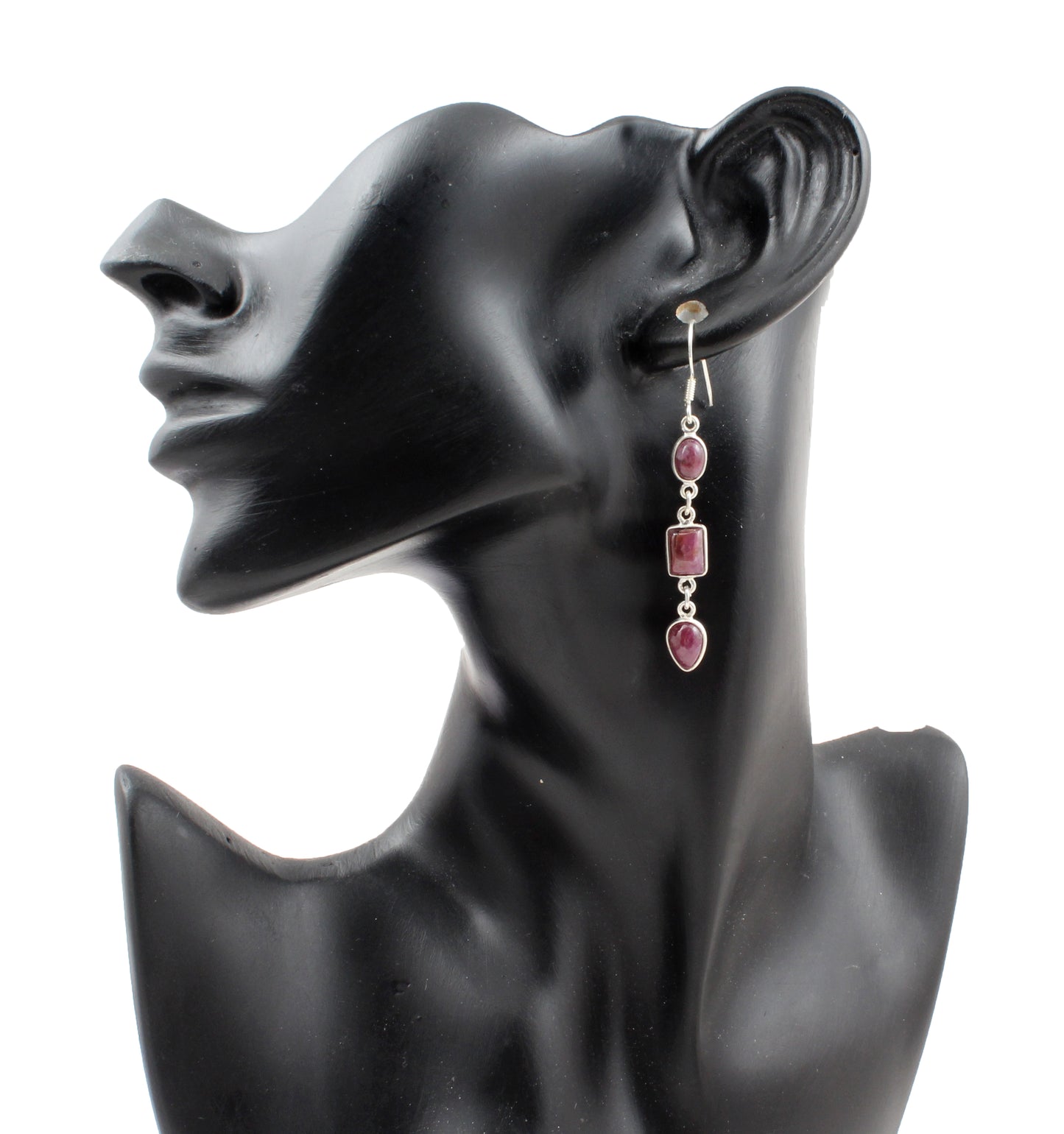 Natural Ruby Earrings in 925 Sterling Silver Handmade Dangle Jewelry