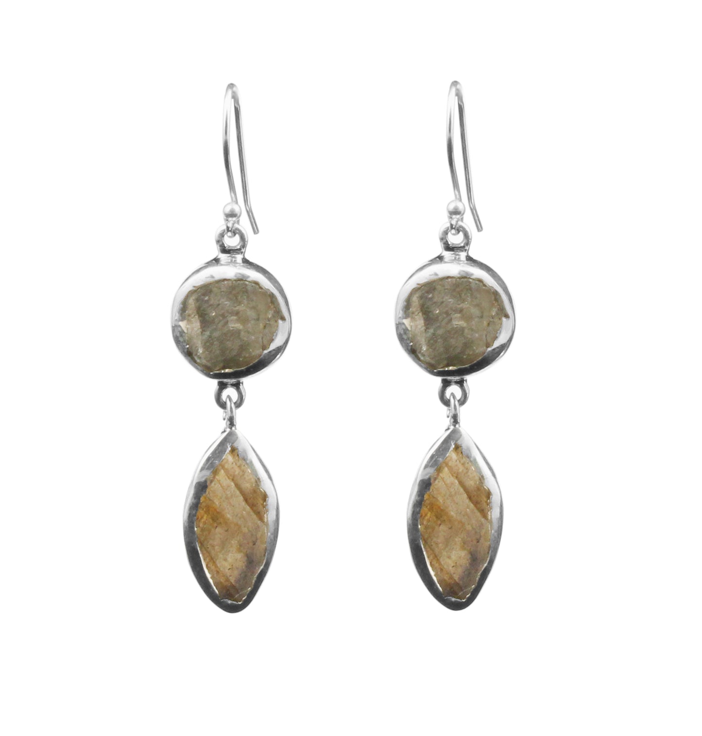 Natural Rough Labradorite Earrings in 925 Sterling Silver Handmade Jewelry