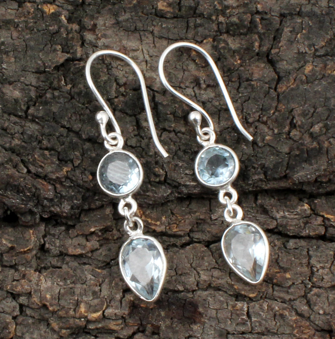 Handmade Blue Topaz Earrings in 925 Sterling Silver