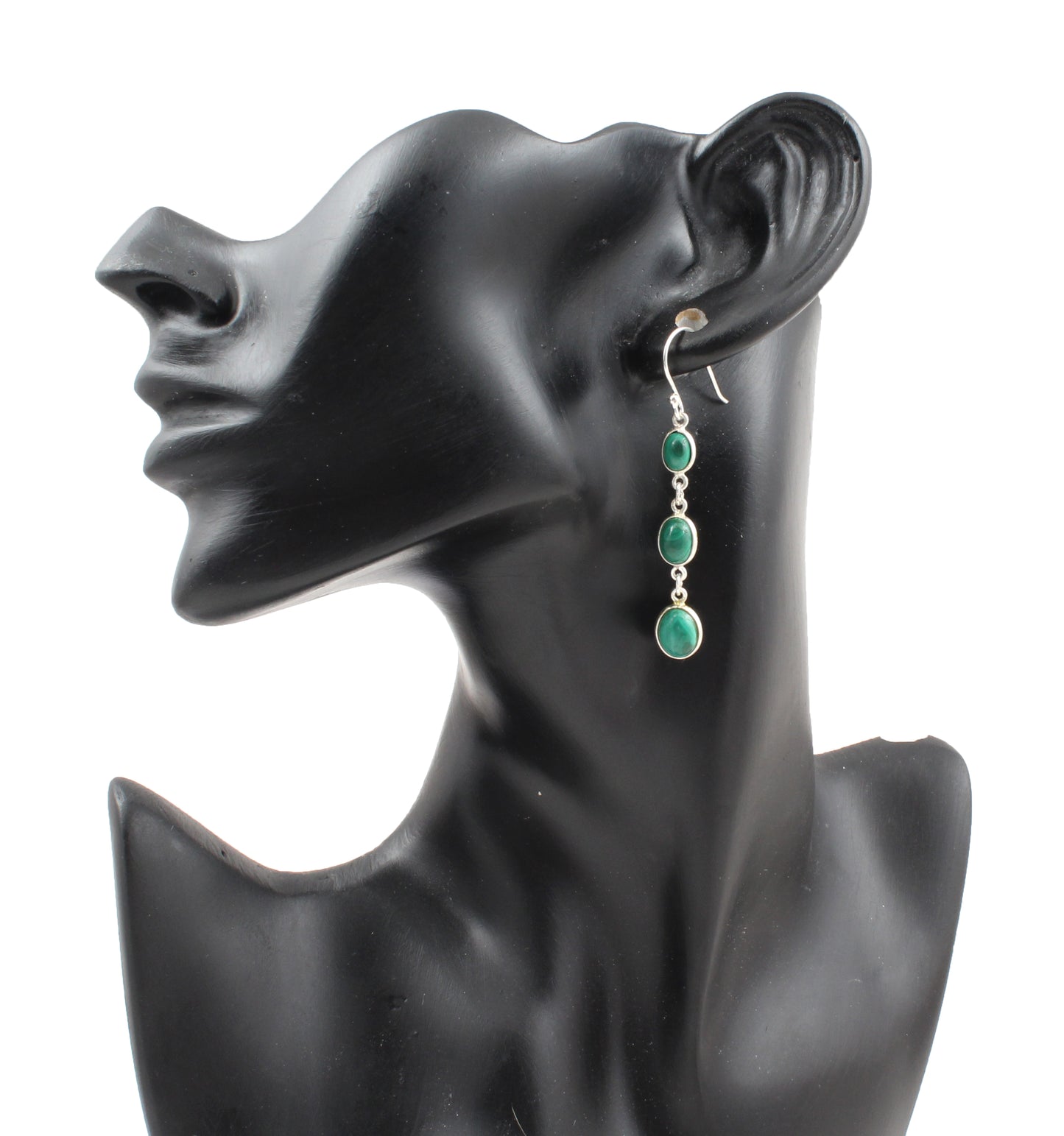 Green Malachite Earrings in 925 Sterling Silver Handmade Gemstone Jewelry